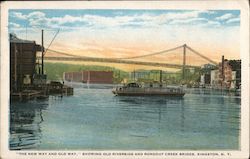 "The New Way and Old Way" Showing Old Riverside and Rondout Creek Bridge Postcard