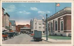 Post Office and Washington Street Biddeford, ME Postcard Postcard Postcard