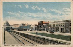 Railroad Avenue and Long Island Railroad Station Postcard
