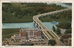 Aeroplane View of Hotel Van Curler and Great Western Gateway Bridge Postcard
