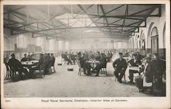 Royal Naval Barracks - Interior View of Canteen Chatham, England Postcard Postcard Postcard