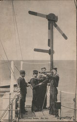 Signalling - Sailors of the Royal Navy on the Deck of a Ship Postcard