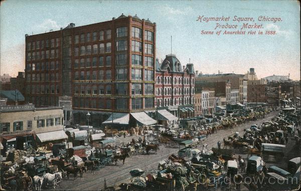 Haymarket Square, Chicago. Produce Market. Scene of Anarchist Riot in 1888. Illinois