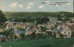 General View from Green Hill Park Worcester, MA Postcard Postcard Postcard