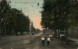 Looking Along Main Street Middletown, CT Postcard Postcard 