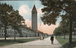 Fort Sheridan, the Barracks and Water Tower Postcard