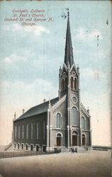 Evangelic Lutherin St. Paul's Church, Orchard St. and Kemper Pl. Chicago, IL Postcard Postcard Postcard