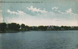 Residences Along West Bank of River Postcard