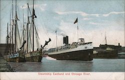 Steamship Eastland and Chicago River Postcard