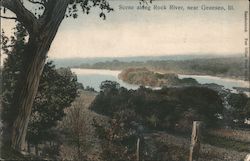 Scene Along Rock River Geneseo, IL Postcard Postcard Postcard