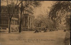 View on Oak Park Ave., Showing Y.M.C.A. and Post Office Illinois Postcard Postcard Postcard