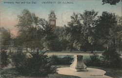 University Hall and Sun Dial, University of Illinois Champaign, IL Postcard Postcard Postcard