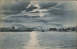 Entrance to Chicago Harbor by Moonlight Postcard