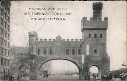 Michigan Ave. Arch 31st Triennial Conclave Knights Templar Postcard