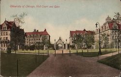 University of Chicago, Hull Court and Gate Postcard