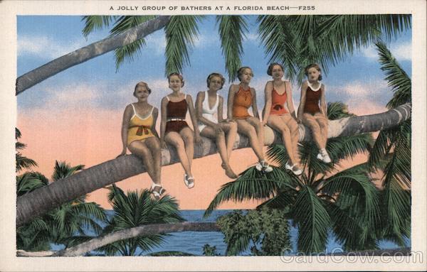 A jolly group of bathers at a Florida beach