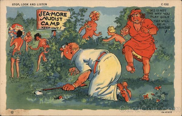 Sea-More Nudist Camp C-132 Ray Walters Comic, Funny