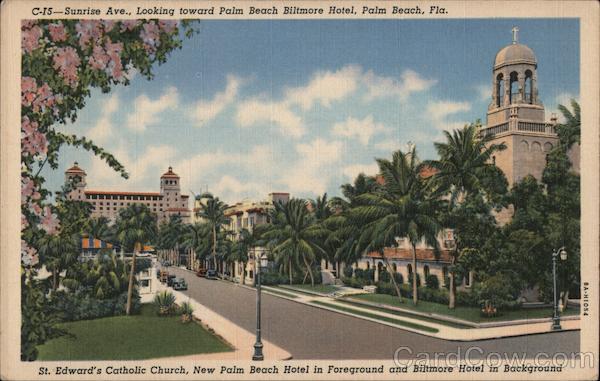 Sunrise Avenue, Looking toward Palm Beach Biltmore Hotel Florida