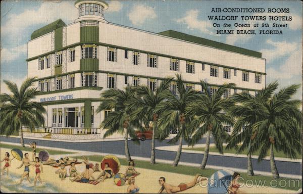 Waldorf Towers Hotels. Miami Beach, Florida. Air-conditioned room. On the ocean at 9th Street