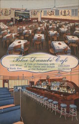 Blue Danube Cafe. 500 West North Ave. Chicago Illinois. A Cafe of distinction, with all the charm and delight of Old Budapest Postcard