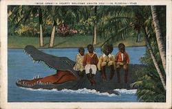 Wide open-A hearty welcome awaits you" in Florida Postcard