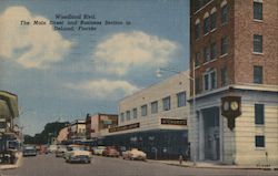 Woodland Blvd. The Main Street and Business Section in DeLand, Florida Postcard Postcard Postcard