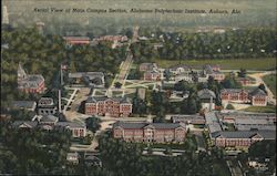 Aerial view of Main campus section, Alabama Polytechnic Institute, Auburn, Ala. Postcard Postcard Postcard