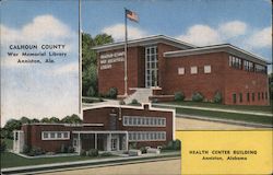 Calhoun County War Memorial Library and Health Center Building. Anniston, Ala. Postcard