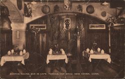 Booths facing bar in cafe, Famous Hof Brau, New Haven, Conn. Connecticut Postcard Postcard Postcard