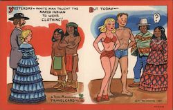 Yesterday vs. Today Clothing Postcard