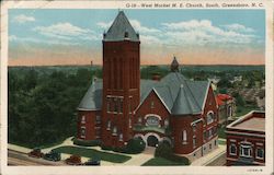 West Market M.E. Church, South Greensboro, NC Curteich-Chicago C. T. American Art Postcard Postcard Postcard