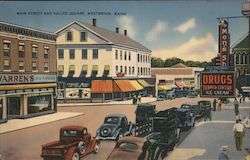 Main Street and Vallee Square Westbrook, ME Postcard Postcard Postcard