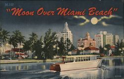 Moon Over Miami Beach Postcard