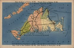 New York to New Bedford Postcard