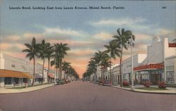 Lincoln Road, looking East from Lenox Avenue, Miami Beach, Florida Postcard