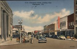 Cleveland Street, looking East. Clearwater, Fla. Postcard