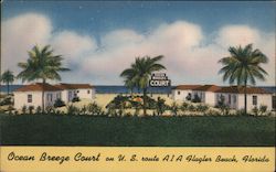 Ocean Breeze Court on U.S. route A1A Flager Beach, Florida Postcard