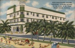 Waldorf Towers Hotels. Miami Beach, Florida. Air-conditioned room. On the ocean at 9th Street Postcard
