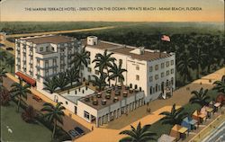The Marine Terrace Hotel. Directly on the Ocean. Private beach. Miami Beach, Florida Postcard