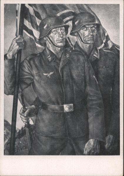 German Soldiers with Flag, 1942 Nazi Germany
