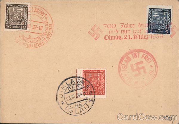 Czech Nazi Postal Card Czechoslovakia Nazi Germany