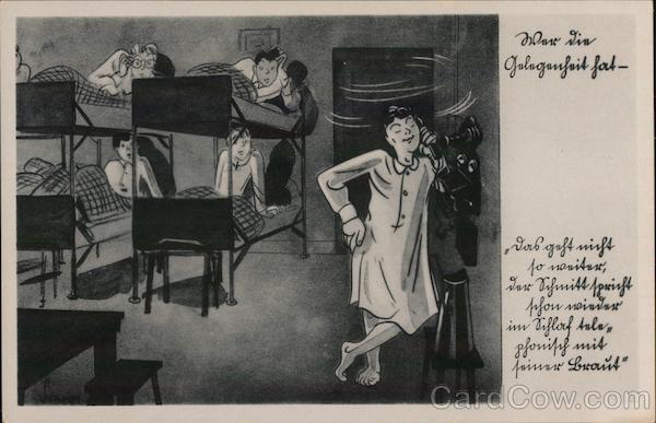 Nazi Soldiers in Bunks, Telephone Call, Comic Nazi Germany