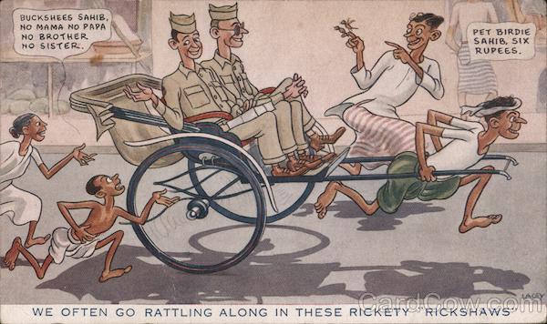 WWII US Soldiers in India, Rickshaw Cartoon, 1945 Calendar, Artist  Signed