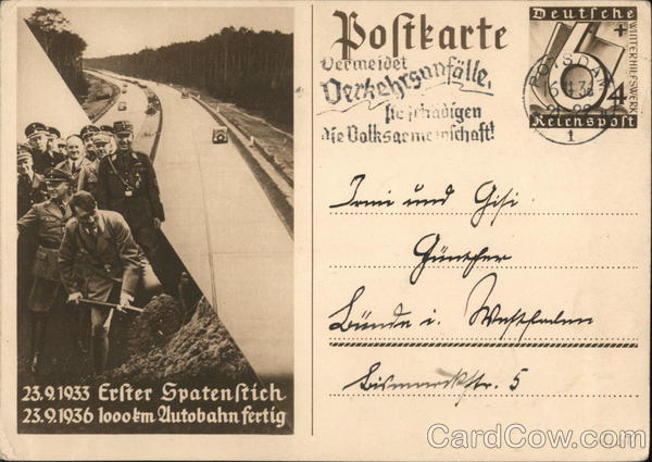 Hitler Begins Construction of Autobahn, 1933, Completed 1936 Propaganda
