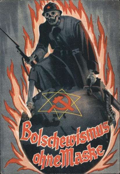 Rare 1939 Nazi Anti-Bolshevik Propaganda Postcard Nazi Germany