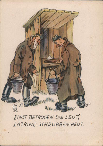 Germany WWII Humor, Men Scrubbing Latrine Nazi Germany