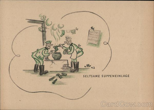 Germany WWII, Military Humor Surprise Ingredient in the Soup