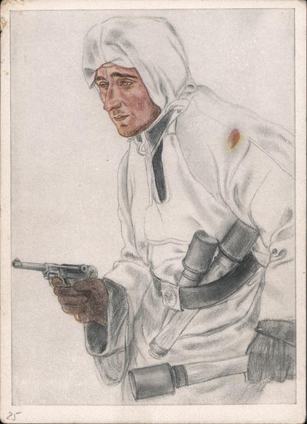 Germany WWII, Winter Troops Camouflage Uniform, Pistol