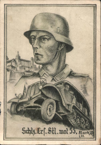 Germany WWII, Half-Track Battalion w Soldier Nazi Germany