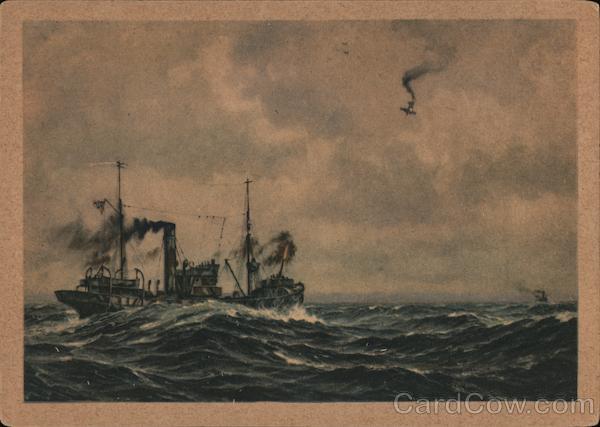 Germany WWII, Navy, Enemy Airplane Shot Down Off Coast of Germany